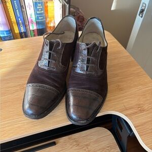 Women’s Oxford/brogue heeled genuine suede